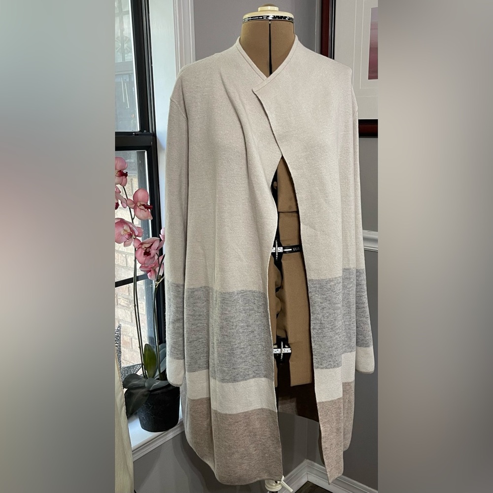 NWT LOFT sz XL Reversible Cream and Gray Cardigan